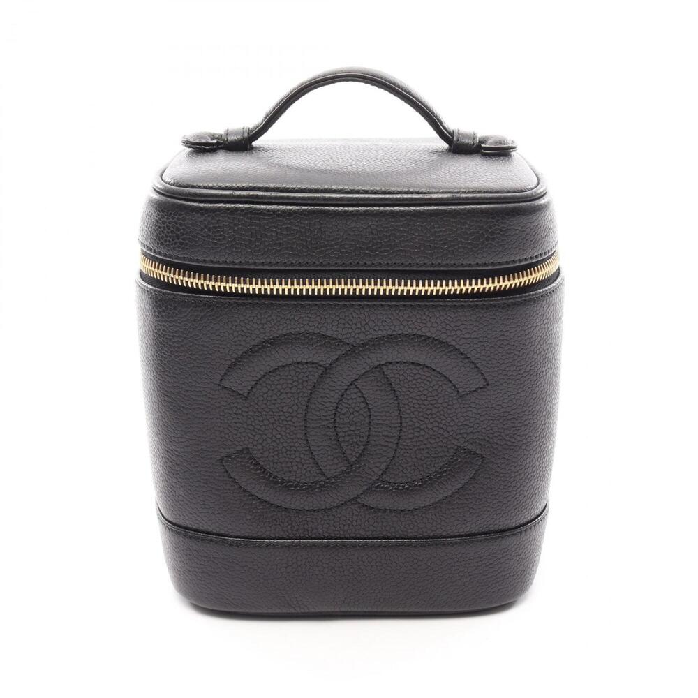 Chanel Coco Mark Handbag, Caviar Leather (Grained Calfskin), Women's, Black, ...
